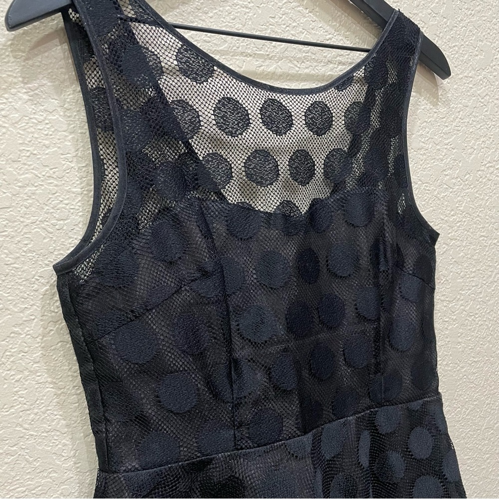 Betsey Johnson Polka Dot Illusion Fit & Flare Cocktail Dress in Black Retro - Picture 9 of 14